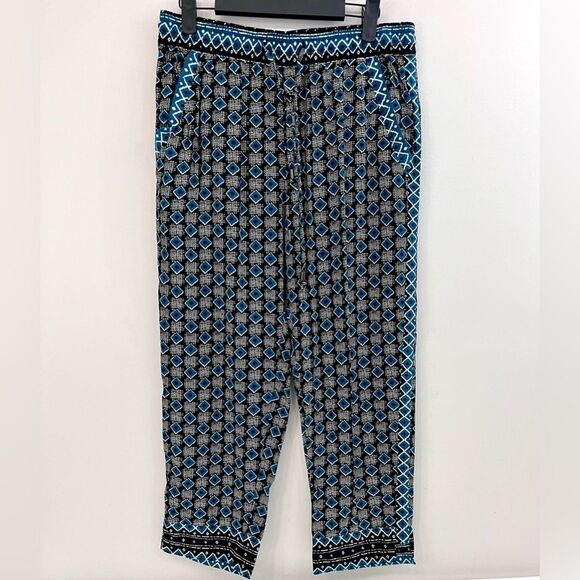 Anthropologie Geometric Drawstring Joggers In Teal and Black Size Small - Picture 6 of 11